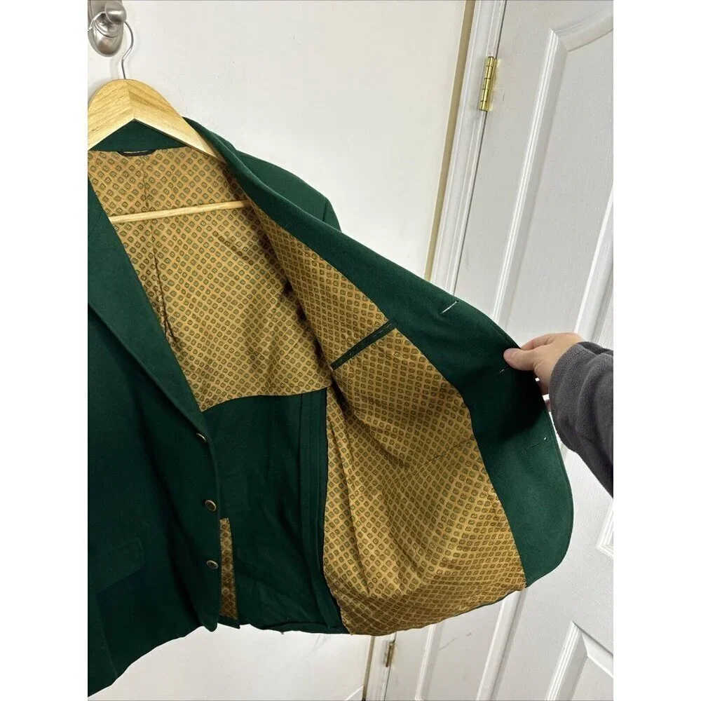SIAAS‎ Amaruks Men 46 Vintage Green Hockey Blazer Sask Green Preppy Patch